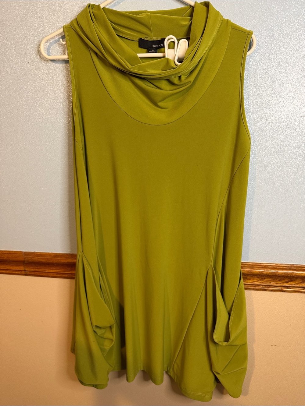 Sun Kim Cowl Neck Balloon Hem Tunic Top S Lagenlook Avant Garde Pockets